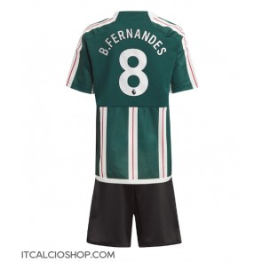 Manchester United Bruno Fernandes #8 Seconda Maglia Bambino 2023-24 Manica Corta (+ Pantaloni corti)